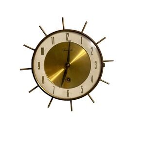 Vintage Forestville Sunburst Wall Clock Mid Century Made in Germany untested